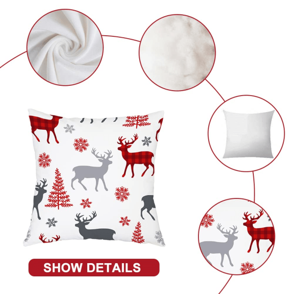 Paket med 4 julkuddfodral God jul för dekorativa cover i soffa sovrum