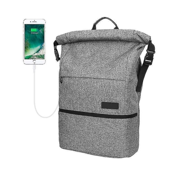 Vattentät bärbar ryggsäck i polyester med USB gränssnitt Kapacitet: 35L (ljusgrå)