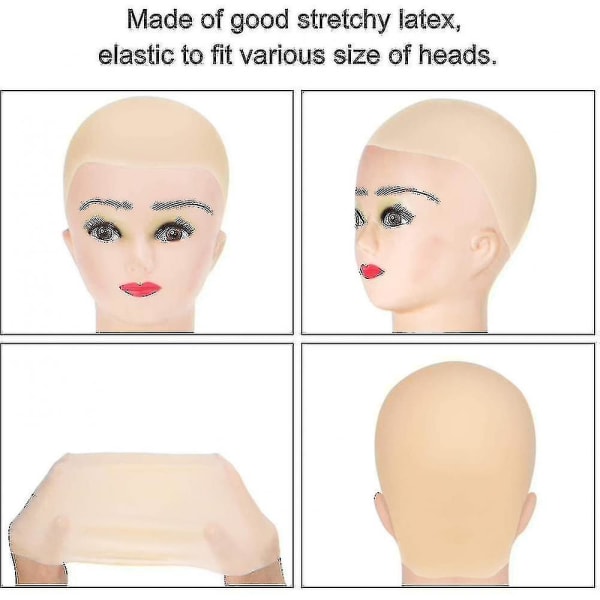 Skalliga kepsar Latex skalliga cap för vuxna Makeup skalliga peruk cap Kostymtillbehör 4st
