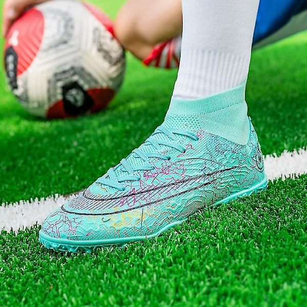 Fodboldstøvler til mænd Anti-slip Fodboldstøvler Knopper Græs Fodbold Sneakers Yj068 Blue 35