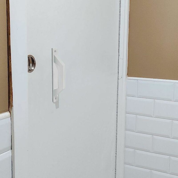 Amig - Rakt handtag i vit aluminium för skjut- eller vikdörrar för fotgängare - 198 x 25 x 40 mm | Funktionellt och bekvämt handtag
