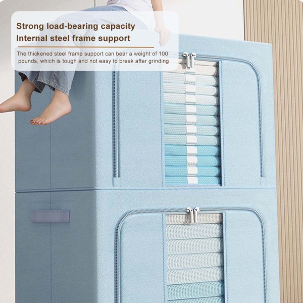 Tekstil Oppbevaringsboks Stor Kapasitet Garderobe Organizer med Dobbel Glidelås for Hjem Light Purple 24L