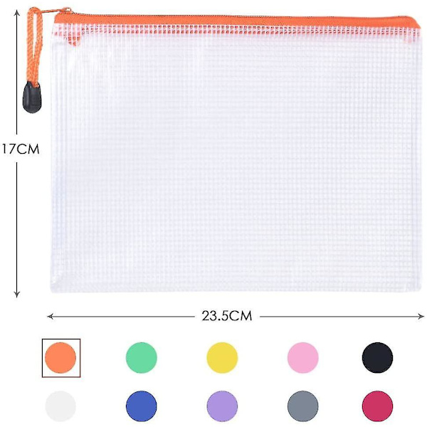 Plastic Wallets A5, 10pcs Zip Lock Bags Mesh Document Wallet Document Folders