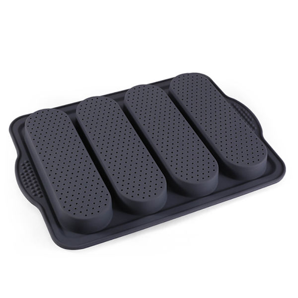 4-håls non-stick silikon bröd bakform Fransk form Gray