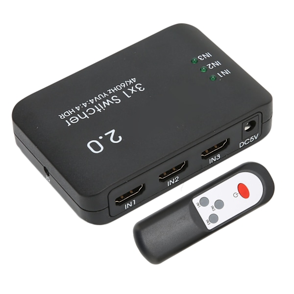 4K HD Multimedia Interface 2.0 Switch 3 ind 1 ud Stabil 4K 60Hz HD Multimedia Interface Vælger Hub
