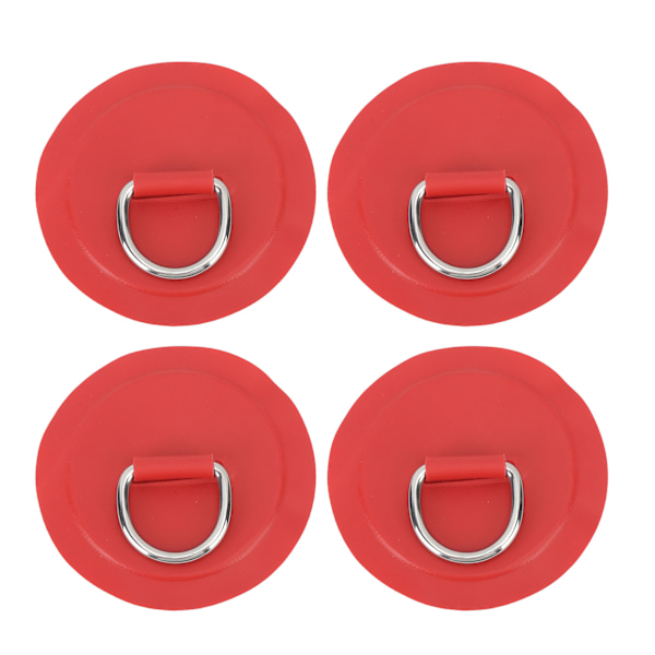 4 st D-ring Patch PVC Rund Form Stark Rostfritt Stål D-ring Pad för Båt Flotte Paddleboard Röd
