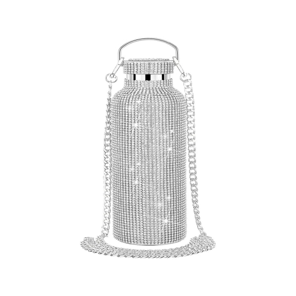 350ml 500ml 750ml Gjenbrukbar Bling Diamond termosflasker Bærbar glitter strass vannflaske rustfritt stål termisk 350ML Silver