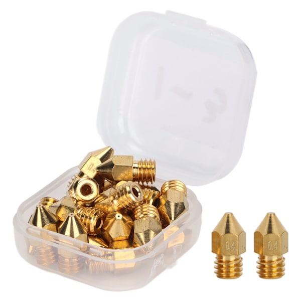 20st MK8 Munstycksset 1.75mm M6 Gänga Polerade Extrudermunstycken med Förvaringslåda för 3D-Skrivarbyte 0.4mm