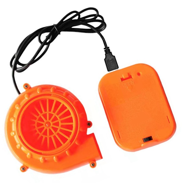 Mini Vifteblåser USB-lading Mini Oppblåsbar Blåser med Batteriboks for Oppblåsbare Spilleklær Drakter Oransje Blåser