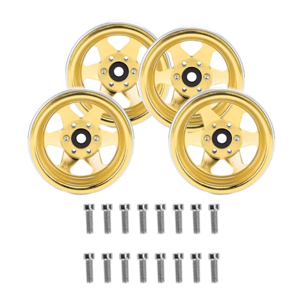 4KPL RC-auton pyörän navan vanne 2,2 tuuman halkaisija metallia helppo asennus RC-auton osat AXIAL SCX10 90046:lle Traxxas 1/10 RC-autolle kulta