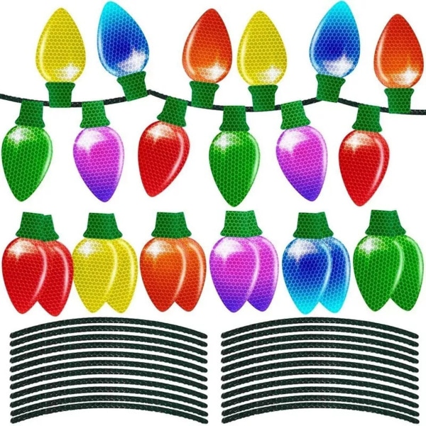 Magnetiske Dekaler Bilmagneter Julemand Glødepære Reflekterende Klistermærker Small Light Bulb Combination*2