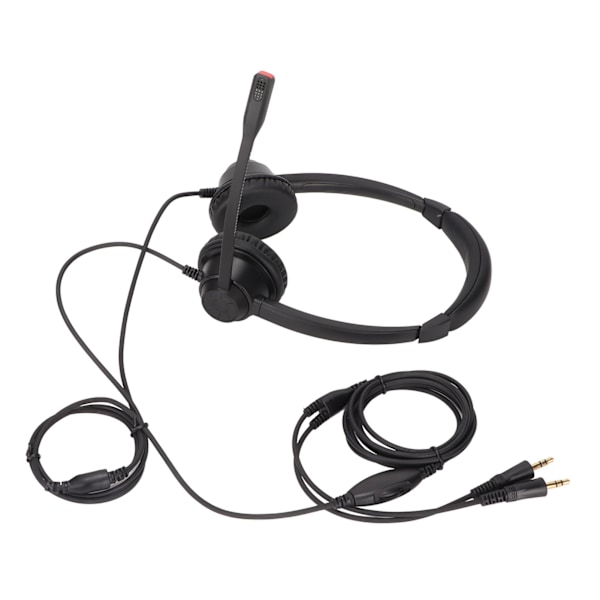 Telefon Headset Brusreducering Dubbla 3.5mm Plug Binaural Business Hörlurar med Mikrofon Volymkontroll för PC Call Center