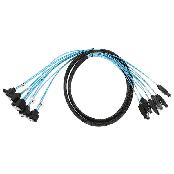 Mini SAS Kabel 6 SATA til 6 SATA Lige Buet Kabel 6Gbps Anti-Interferens Dobbelt Gruppe Skærmning SATA Kabel til SSD 0,5m / 1,6ft