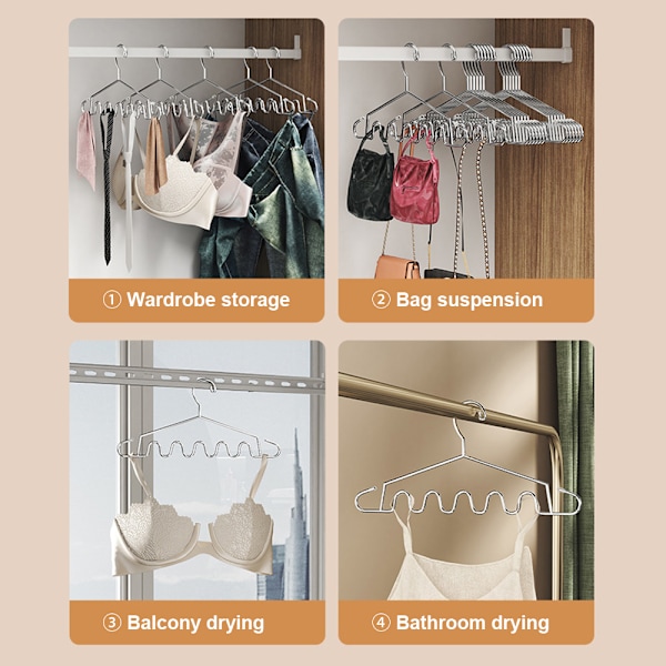 Rustfri stålbølger Tørrestativ Stærkt vindtæt tørrestativ Sparer plads Undertøjsholder Clothes Hanger