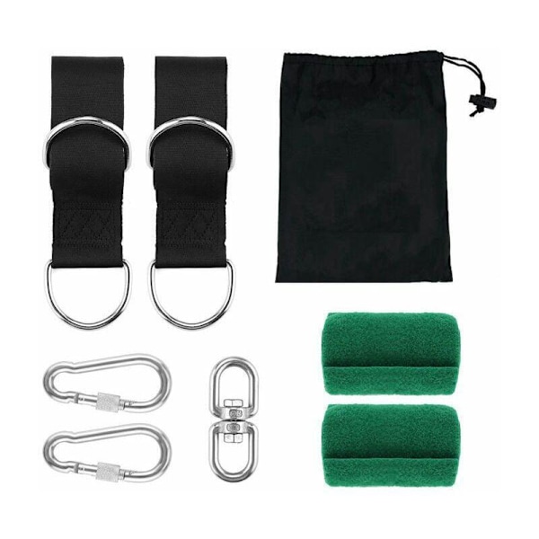 Ultra-resistent hængekøje Heavy Duty ophængningsstropper 150 cm med D-ring - To karabinhager - Maks. belastning 500 kg, fastgørelsesliner til gynge