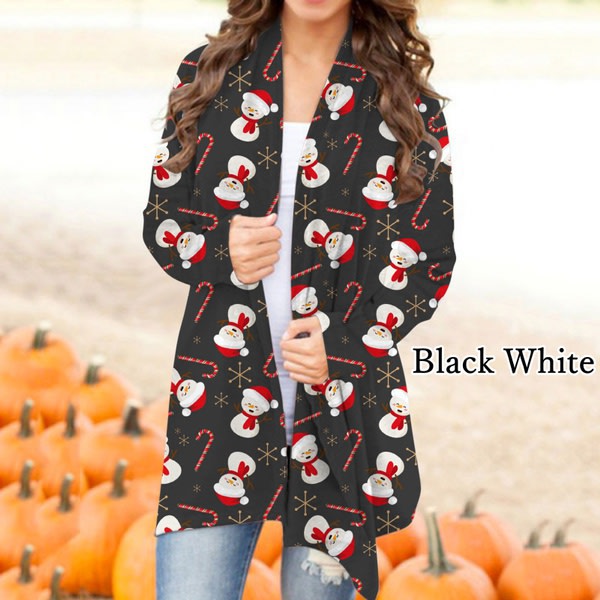 Jul Digital Print Casual Cardigan Jakke Dame Top red & white XXXL