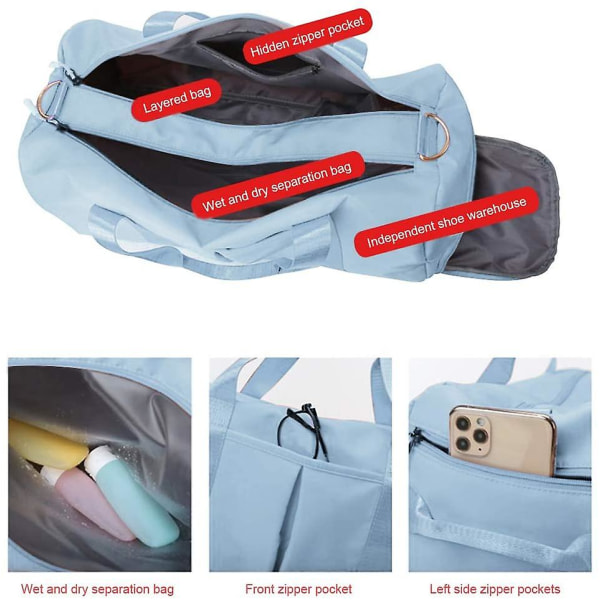 Urheilukassi kengille Wet Bag Duffel-laukku Vedenkestävä matkalaukku Vaaleansininen