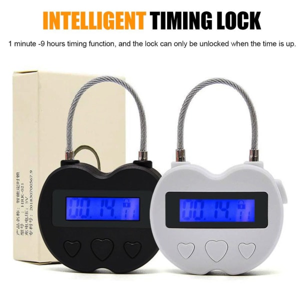 Smart Time Lock LCD-näytön aikalukko MUSTA Black
