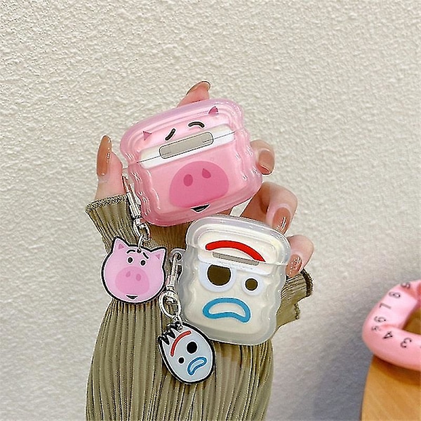 Til Airpods 1 2 3 Pro etui Bølget Kant Tegneserie 3D Lotso Bluetooth Hodetelefoner Pendel Deksel for Airpods 3 Pink Airpods pro