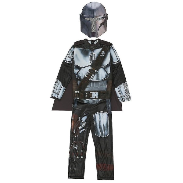 Halloween Star Wars The Mandalorian Cosplay Dräkt Outfit Barn Pojkar Jumpsuit Med Cape Mask Fest Fancy Dress Up Suit9*10 år