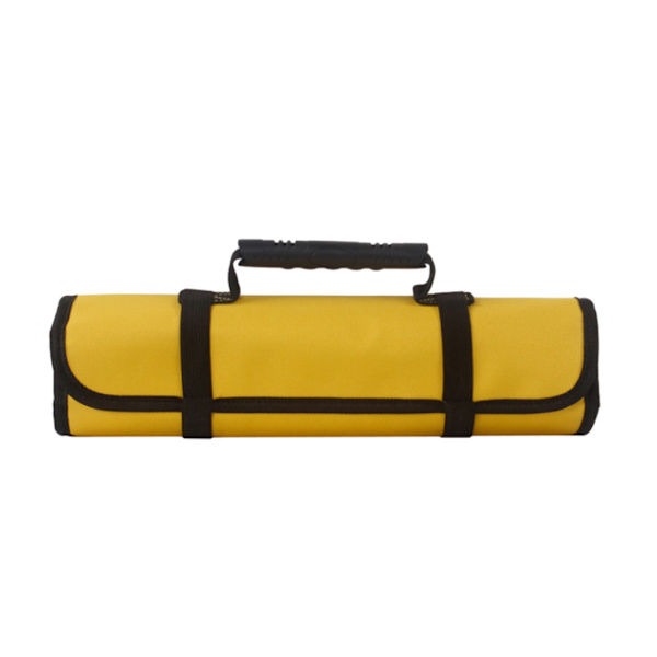 Bärbar hopfällbar skiftnyckelväska för förvaringsfickor för verktygsrullar Yellow black edge