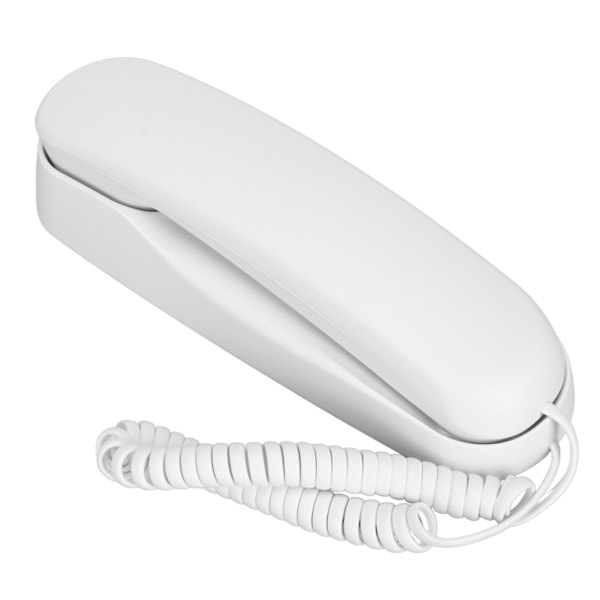 Sladdtelefon med stöd för paus, återuppringning av senaste nummer, väggmonterbar fast telefon med belysta knappar för hemmakontor, vit