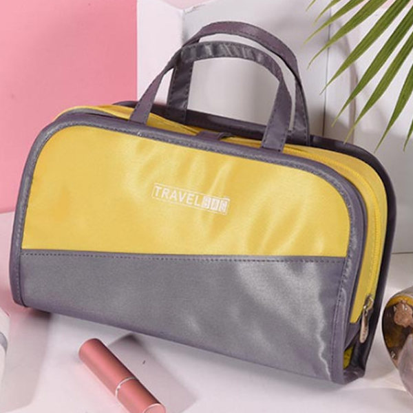 Skønhedstaske til kvinder Rejse-toiletsager Opbevaringspose Grayish Yellow 24*15*6CM