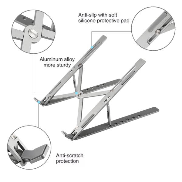 Justerbart Laptopstativ Heat Tablet Skrivebordsholder for Macbook grey