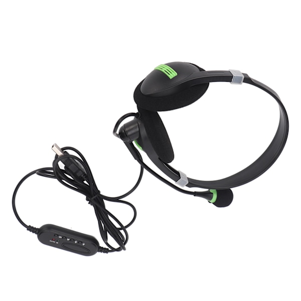 USB Business Headset med Mikrofon Binaural Støjreducerende Justerbar Lydstyrke Mute USB Kablet Hovedtelefon