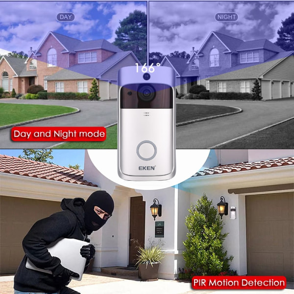 Smart WiFi Videodørklokke Kamera Visuell Intercom Med Klokkesignal