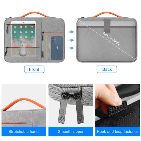 CASE 14,0-15,0 tums fodral för bärbar dator med dragkedja. Grey