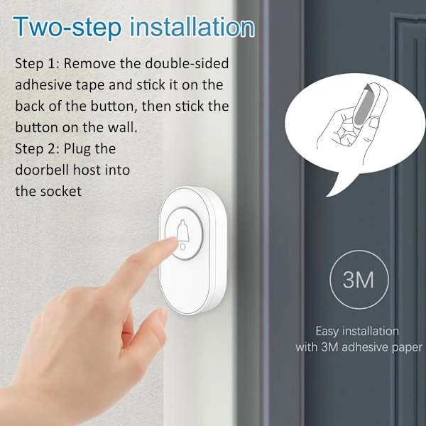 Langaton ovikello vedenpitävä IP65 ulko-ovikello 39 musiikki LED-salama turvahälytin RF433 älykäs kodin älykäs kellosarja White-Waterproof EU plug
