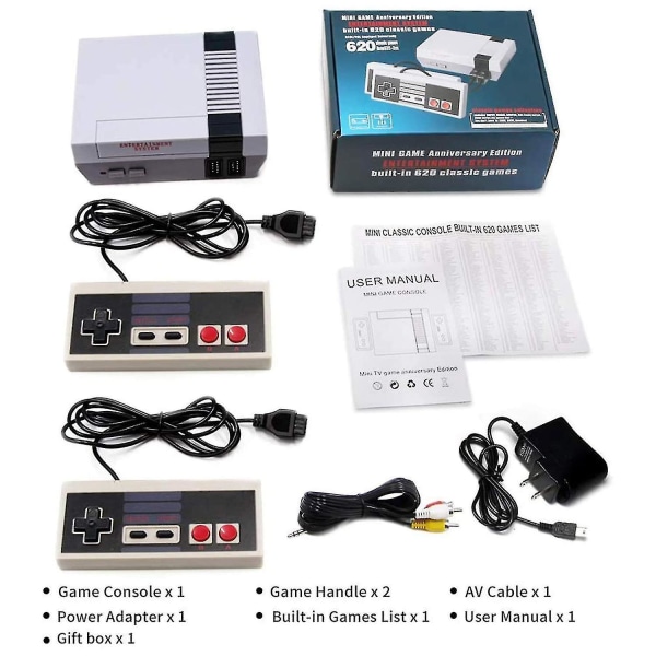 Klassisk retro spillkonsoll Mini videokonsoller spill med 620 spill - Av Output EU plug