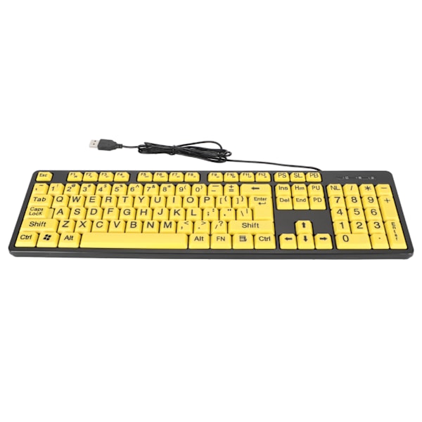 104 Taster Stort Trykk Datamaskintastatur USB Kablet Tastatur for Studenter Eldre Synshemmede
