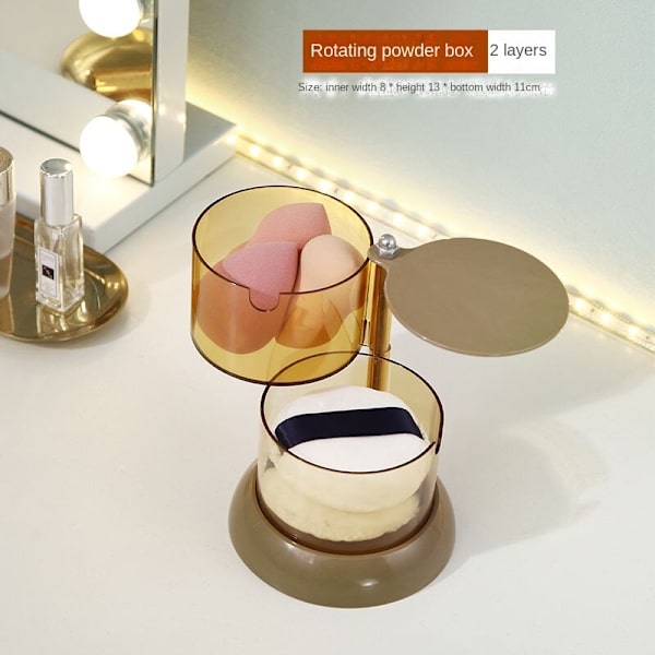 360° roterende opbevaringsboks til kosmetik og smykker brown 2 layer