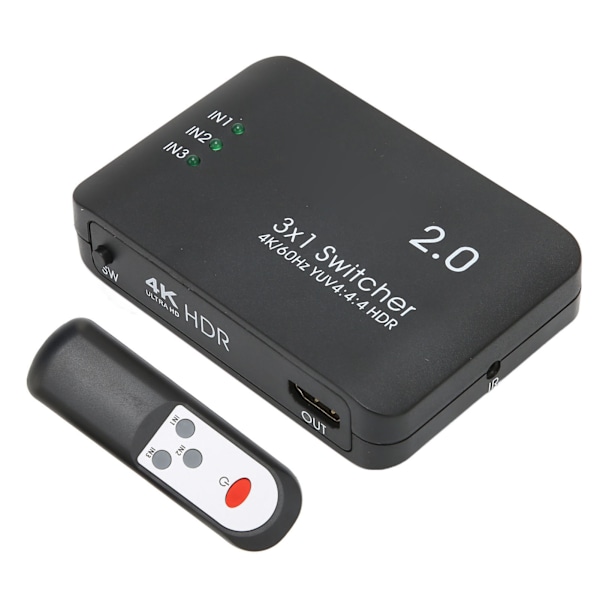 4K HD Multimedia Interface 2.0 Switcher 3 inn 1 ut Stabil 4K 60Hz HD Multimedia Interface Velger Hub