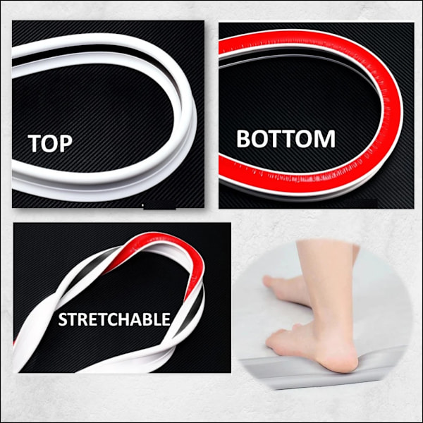 enkel installation-Silicon Duschbarriär Vattenstoppare Retaining Strip Wet Dry Separation Blocker white white 100CM