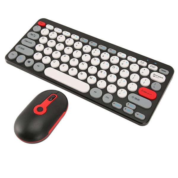 Trådløst tastatur og mus-sett, stilig, slank, runde tastehetter, lydløs, ergonomisk 2.4G tastatur og mus-kombinasjon for stasjonær PC, datamaskin, svart