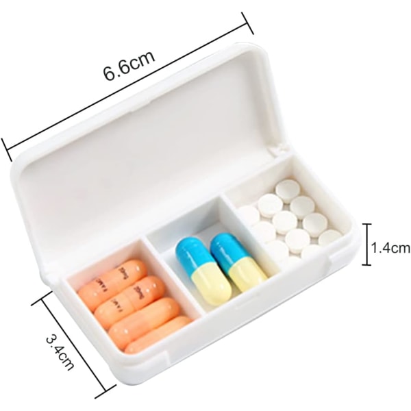 Medicindispenser med 3 rum Bærbar medicinboks Mini opbevaringsboks