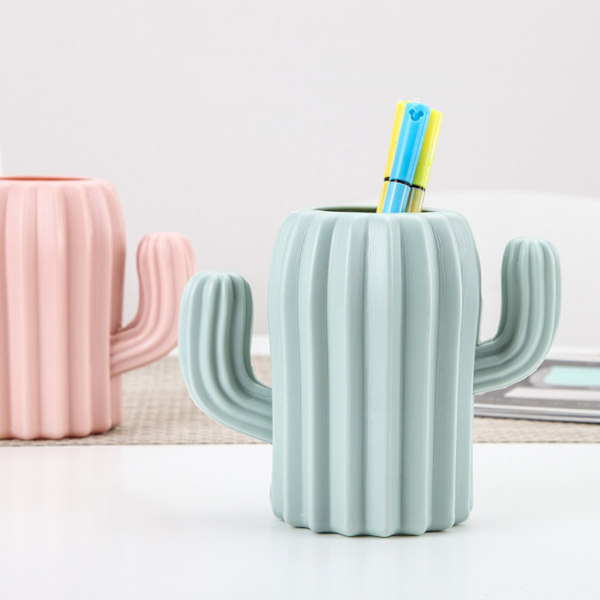 för Creative Cactus Desktop Organizer Blyertspenna Pennhållare Behållare Borstkruka Brevpapper Skolkontorsmaterial White