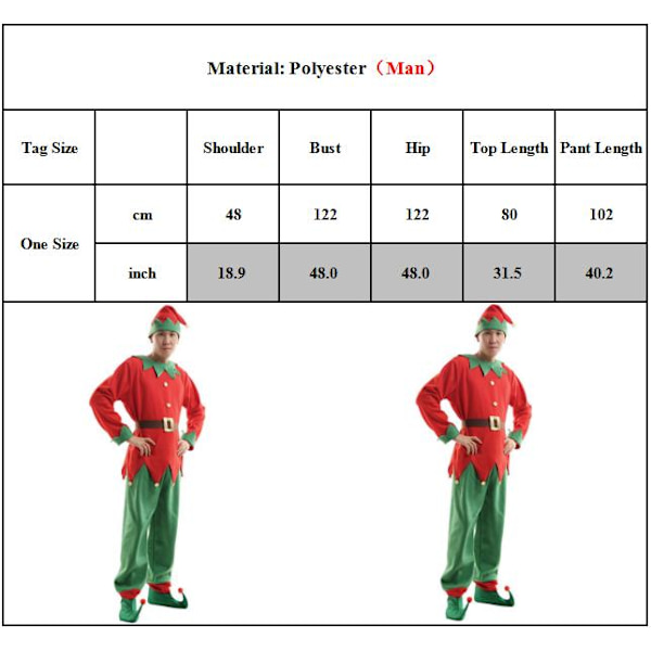 Jultomtekostym för vuxna barn Cosplayoutfitkläder Men One Size