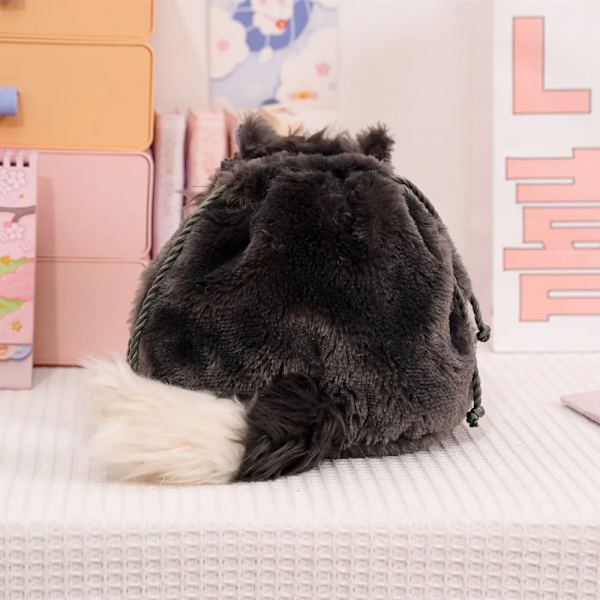 Lucifer Cat Dragstring Pocket Cosmetic Bag i plysch 1st