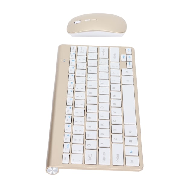 Tangentbords- och muskombination Trådlös 2.4G USB Ultraslim Bärbar Ergonomisk Slitstark Tangentbord och Mus för Bärbar Dator Guld