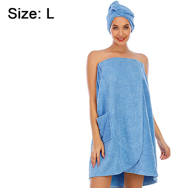 Kvinnor badhandduk för spa-dusch med hår Turban, ljusblå light blue L