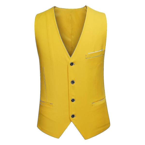 Miesten vapaa-ajan puku, 3-osainen puku, bleiserihousut, liivi, 9 väriä Z Yellow 3XL