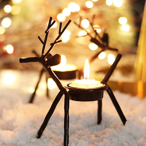 Fawn kynttilänjalka joulun romanttinen kynttilänvalossa illallinen
