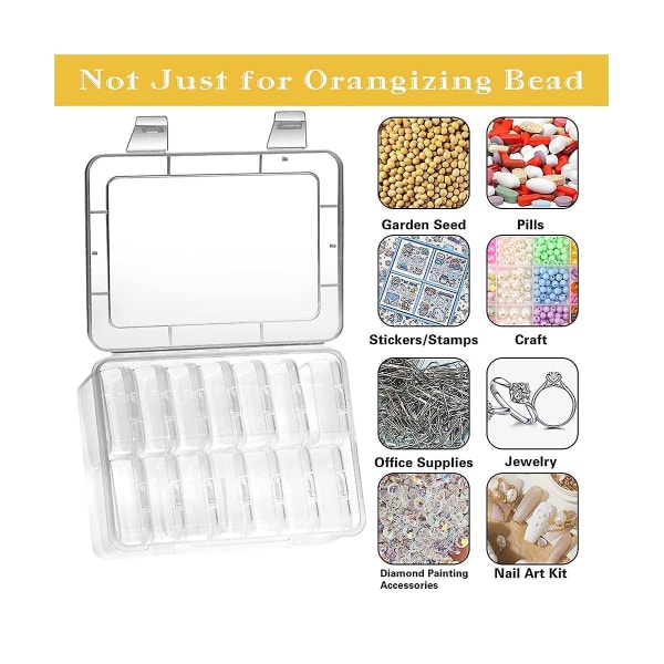 Small Bead Organizer Plastförvaringsväskor Förvaringsbehållare Transparenta lådor Gångjärnslock Rektangl