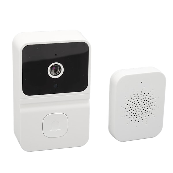 Smart Trådlös Fjärr Video Dörrklocka WiFi Kamera Intercom Dörrklocka med Rörelsedetektering Mörkerseende Inomhusringklocka Vit