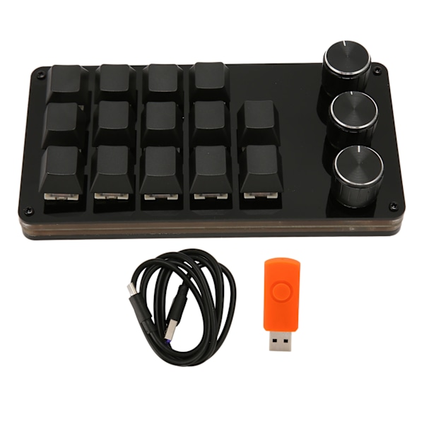 Mini Egendefinert Tastatur 14 Taster 3 Knotter Programmerbar Blå Bryter Hot Swappable Programmering Makrotastatur for Dataspill