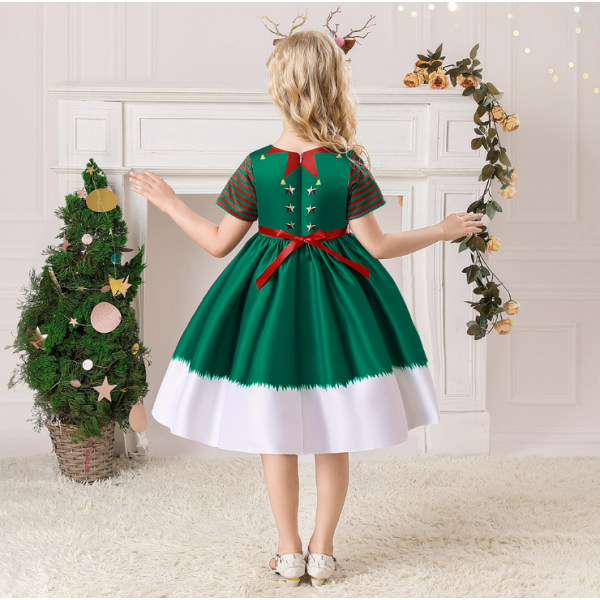 Prinsessa tyttöjen mekko joulun syntymäpäiväjuhliin green white 120